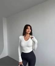 توب فتحة v - ابيض 169