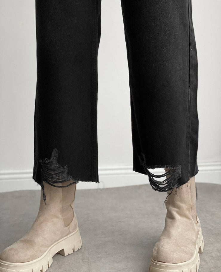 ⁨⁨جينز كيلوت اسود black jeans⁩⁩