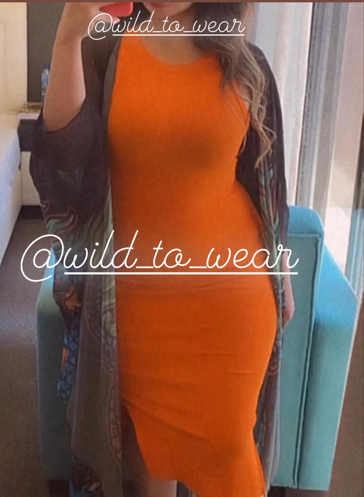⁨⁨⁨فستان بينسل ميدي ⁩- برتقالي ⁩⁩